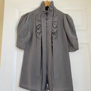 HTF! Club Monaco Silk Ruffle Short-Sleeve Blouse